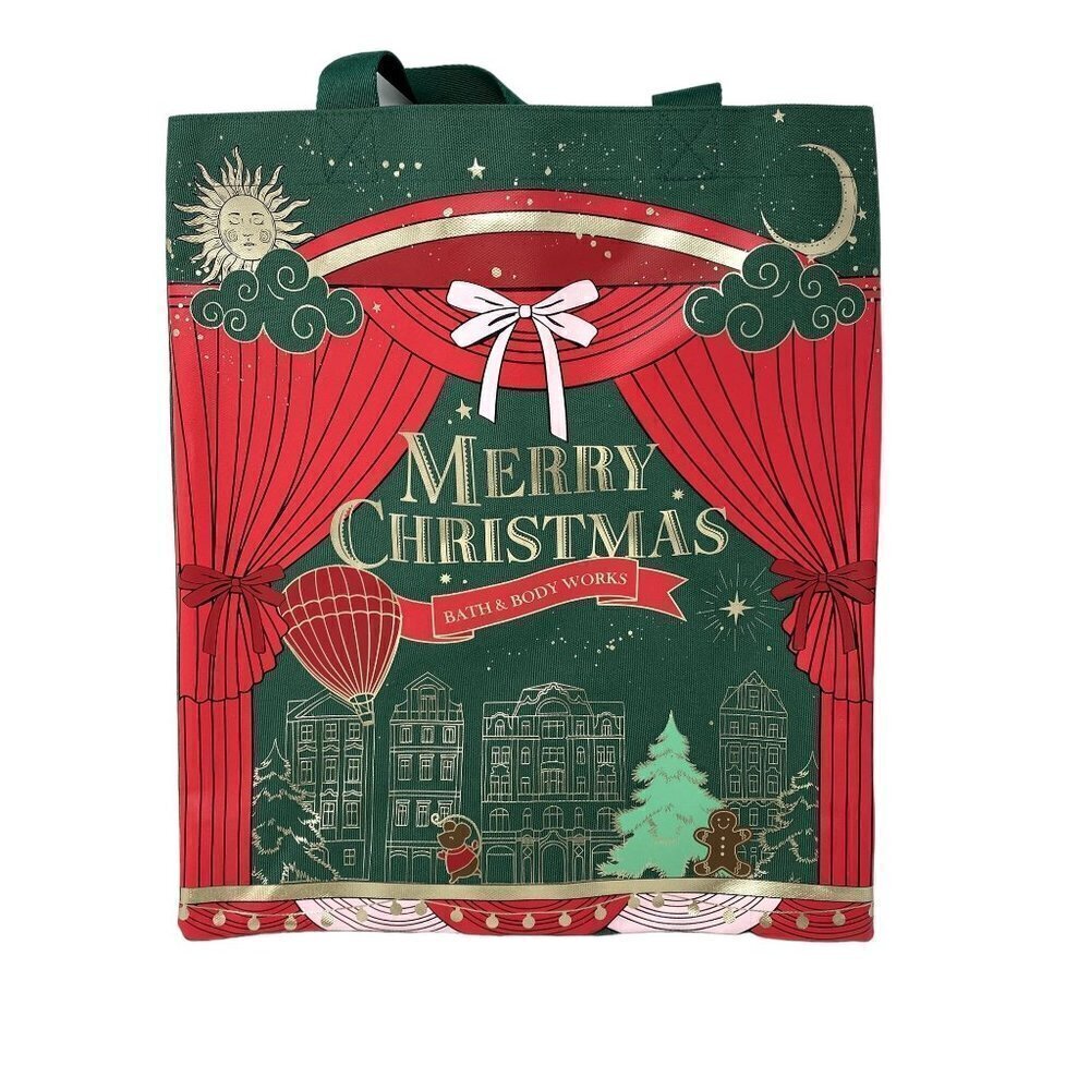 Bath & Body Works Holiday Merry Christmas Red Green Tote